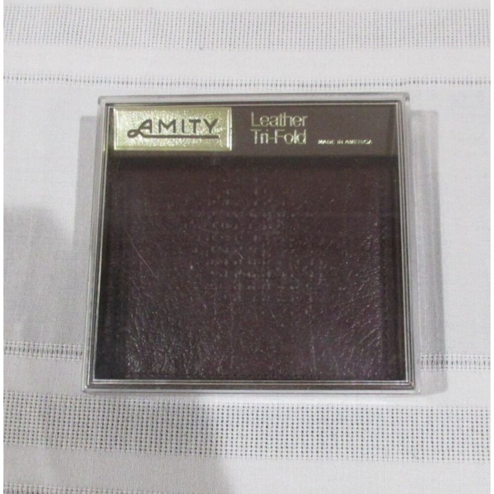 NOS Amity Bi-Fold Leather Wallet Men Leather Brown in Box